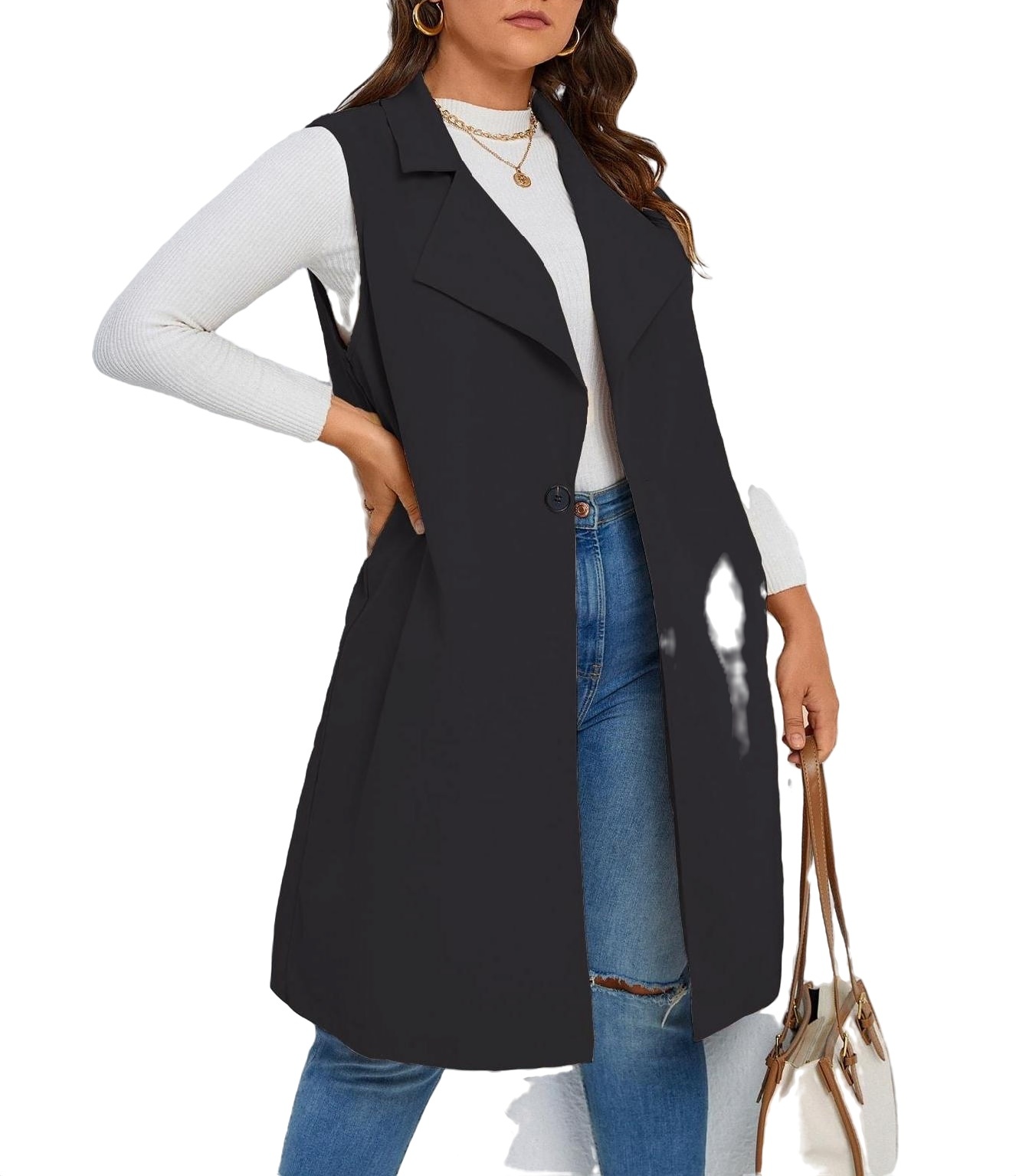 Elegant-Plain-Lapel-Neck-Vest- 