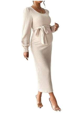 Announcement | White Maternity Ruched Mesh Maxi Dress, US 12 / Cream