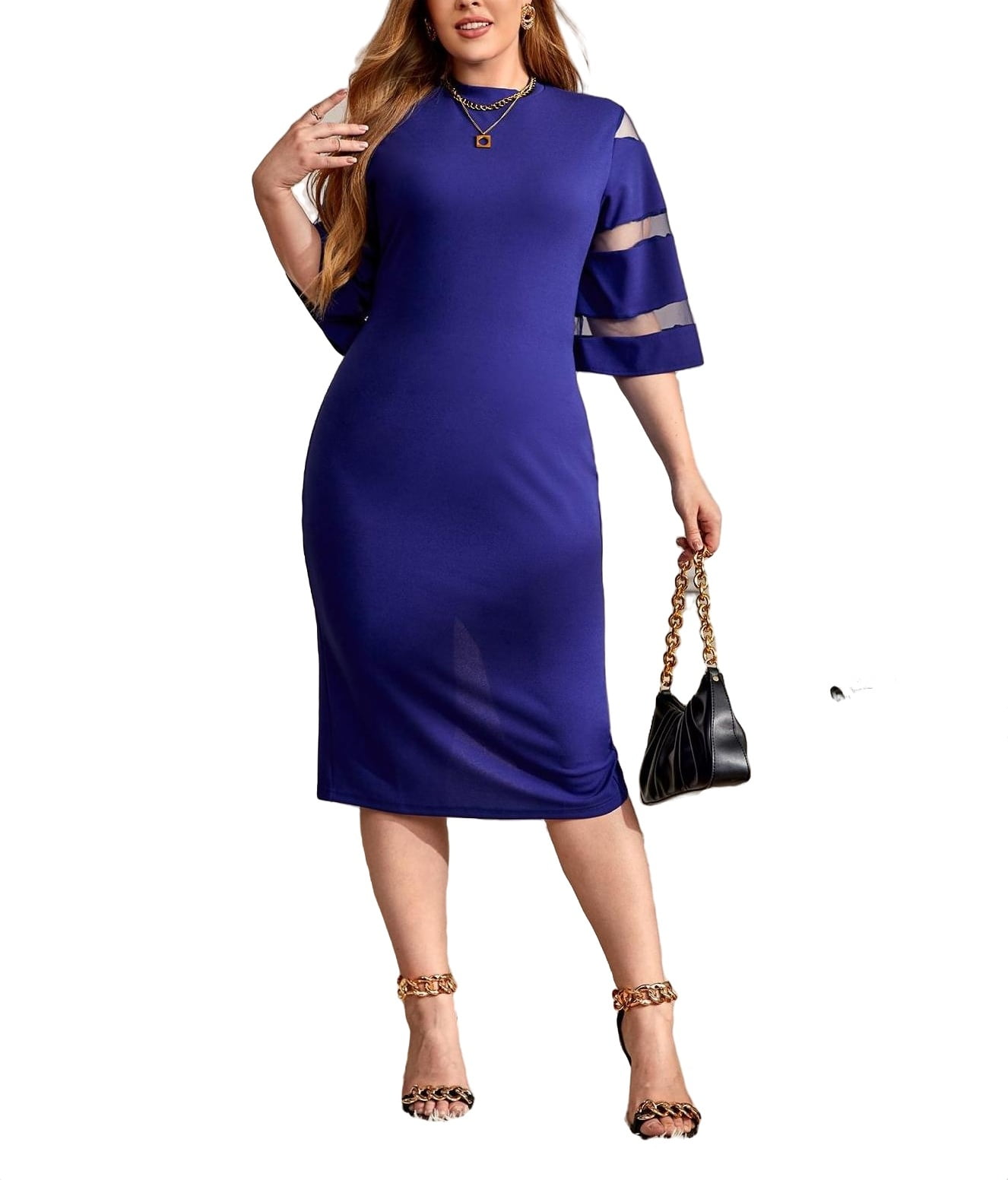 Women's plus size royal blue dress sales