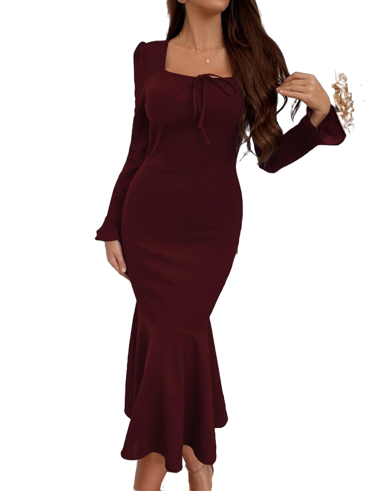 Captivating Maroon Rayon Party Wear Long Frock Gown Dress - RJ Fashion