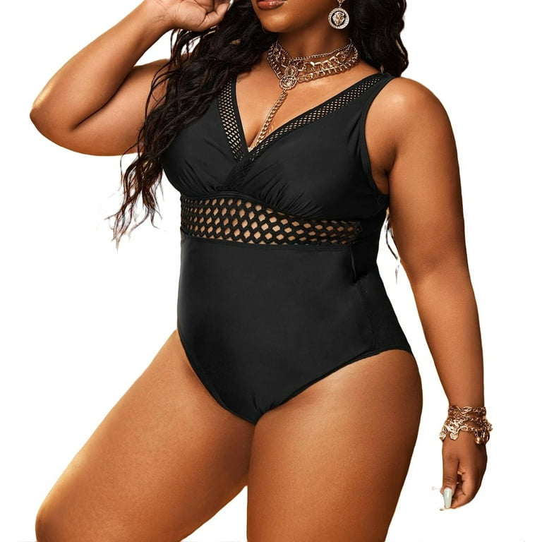 Plain black plus hot sale size swimsuit