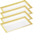 thumbnail image 1 of YumchikeL Elegant Plastic Serving Tray and Platter Set, 4-Pack, White and Gold Rim, 1 of 9