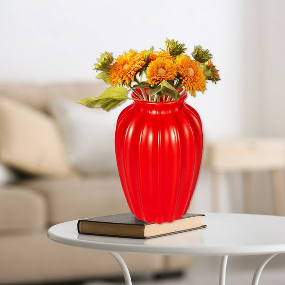 Elegant Plastic Vase for Home Decor - Modern Flower Vase for Fresh Flowers, Feng Shui Decor, Gift Idea, 9.45 Inch Tall, Lightweight & Durable, Perfect for Living Room, Office, or Party Centerpiece