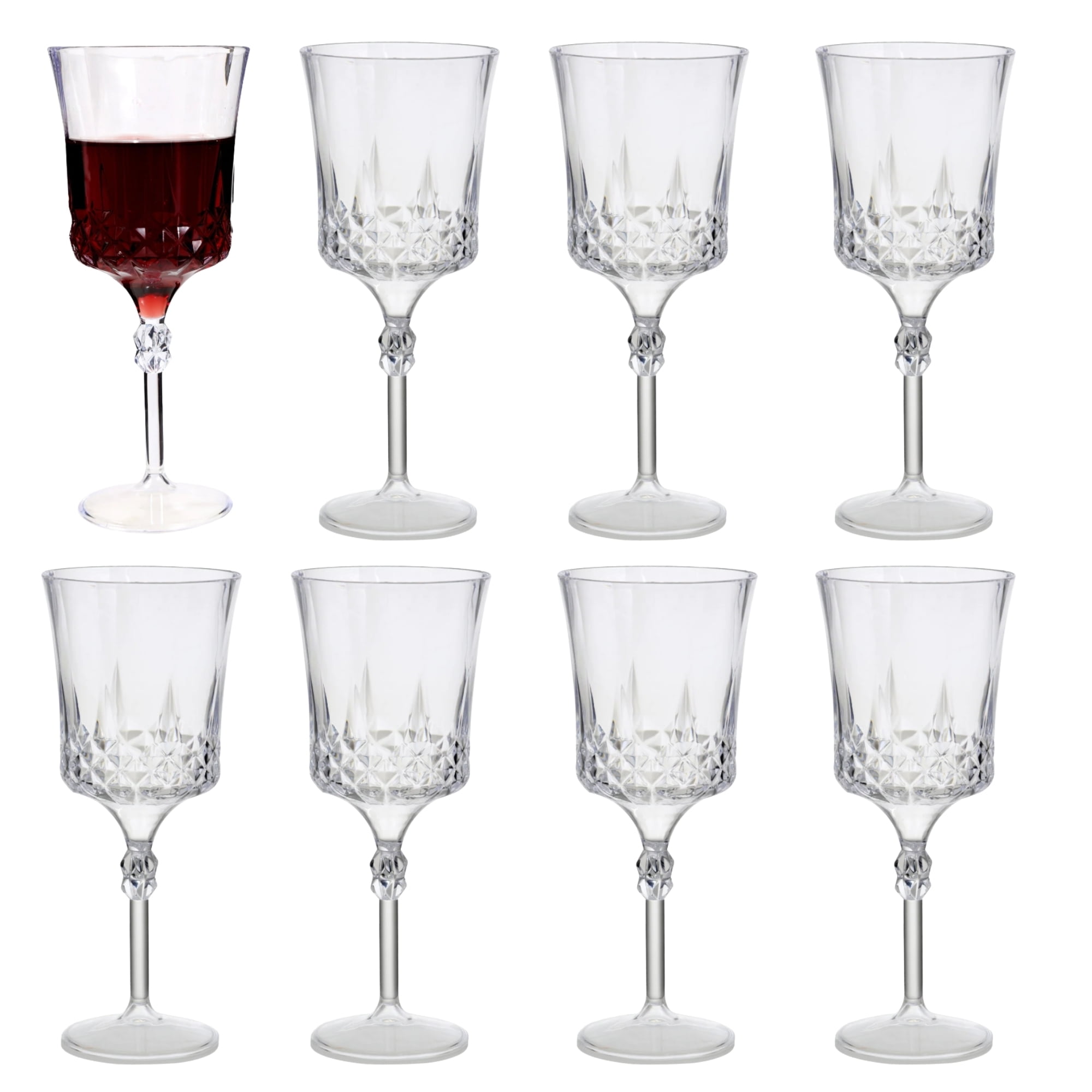 Elegant Plastic Wine Glasses Crystal Like Reusable Glass with Stem for Pool  Parties Weddings Summer Outdoor Indoor Events Holiday Birthday Party ...