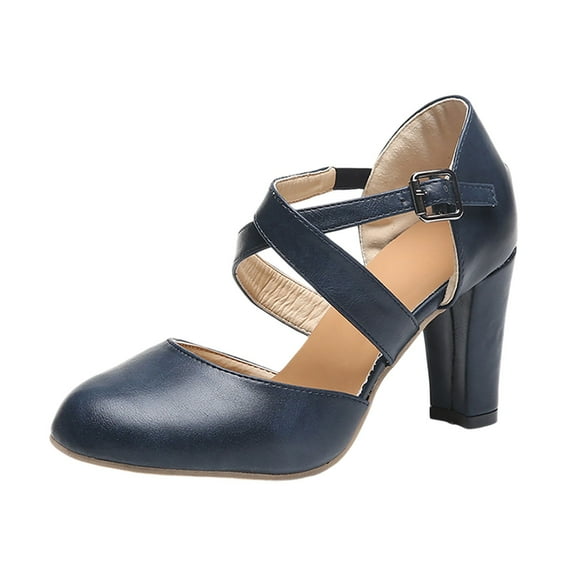 Elegant Platform Heels for Women – Dressy Shoes for Formal Occasions Women's Fashion Pointed Toe High Heels Strap Casual Shoes Pure Color Leather On Square Heel Dress For Daily Wear