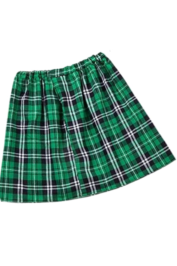 Elegant Pleated A Line Green Plaids Skirt for Women Men Tartan Kilts for Holiday Parties Patricks Day Clothing Costume