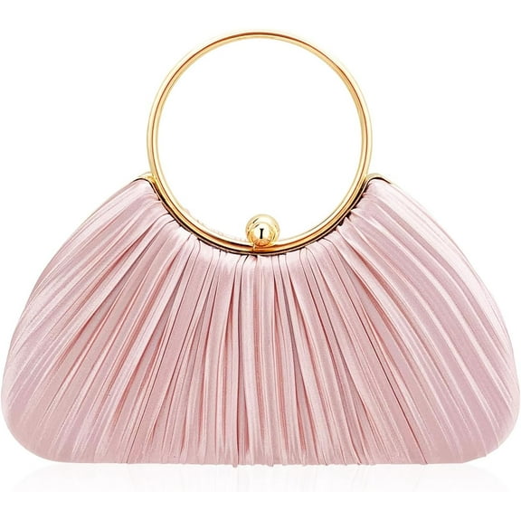 Elegant Pleated Evening Clutch Purse for Women – Silk Wedding Bag with Detachable Chain, Luxury Party Clutch for Prom, Dinner