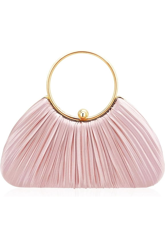 Elegant Pleated Evening Clutch Purse for Women – Silk Wedding Bag with Detachable Chain, Luxury Party Clutch for Prom, Dinner