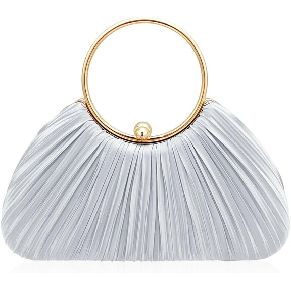 Elegant Pleated Evening Clutch Purse for Women – Silk Wedding Bag with Detachable Chain, Luxury Party Clutch for Prom, Dinner