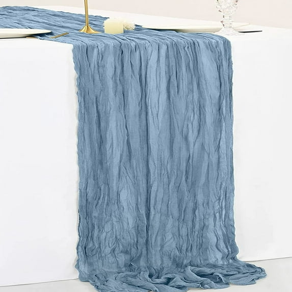 Elegant Pleated Gauze Table Runner | Premium Sheer Fabric Table Flag | Romantic Wedding Reception Party Decor | Reusable Washable Farmhouse Table Accent | Light Semi-Thin Design | Versatile Home