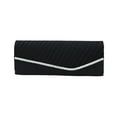 thumbnail image 1 of Elegant Pleated Satin & Crystal Flap Clutch Evening Bag, 1 of 4