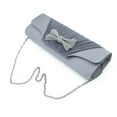 thumbnail image 1 of Elegant Pleated Satin Flap Rhinestones Bow Clutch Evening Bag, 1 of 4