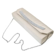Elegant Pleated Satin Flap Rhinestones Clutch Evening Bag