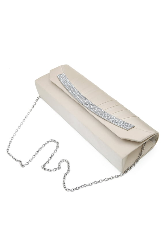 Elegant Pleated Satin Flap Rhinestones Clutch Evening Bag