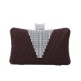 thumbnail image 1 of Elegant Pleated Satin Hard Clutch Rhinestones Top Evening Bag, 1 of 4