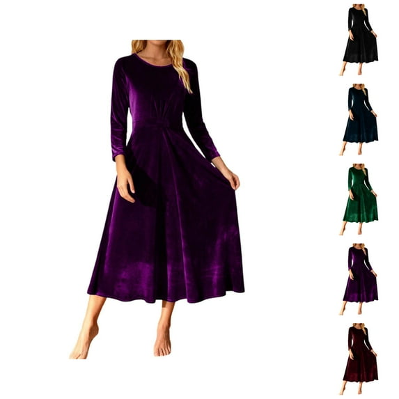 Elegant Plus Size Velvet Long Sleeve Formal Evening Gown With Pleated Detail For And Party Wear