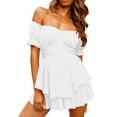 thumbnail image 1 of Elegant Plus Size Womens Jumpsuit with Off Shoulder Ruffle Neckline and Short Sleeves for a Chic Fashionable Look, 1 of 4