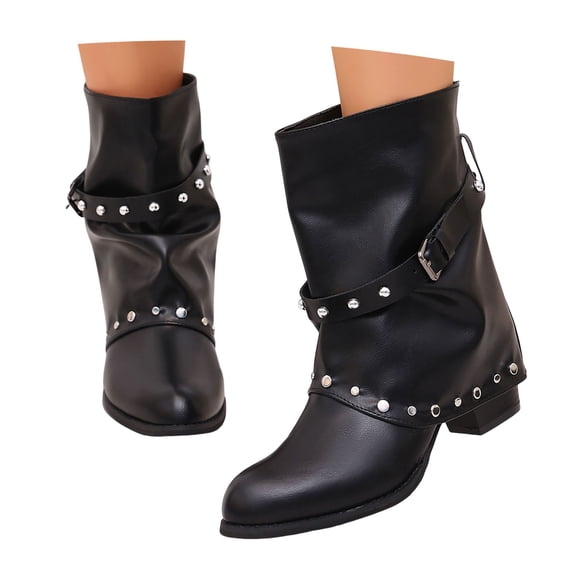 Elegant Pointed Toe Ankle Boots With Embellishments And Heel Buckle for Women