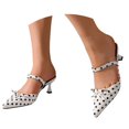 thumbnail image 1 of Elegant Pointed Toe Slipper Heels With Bow Polka for Women Daily Commute Dating, 1 of 6
