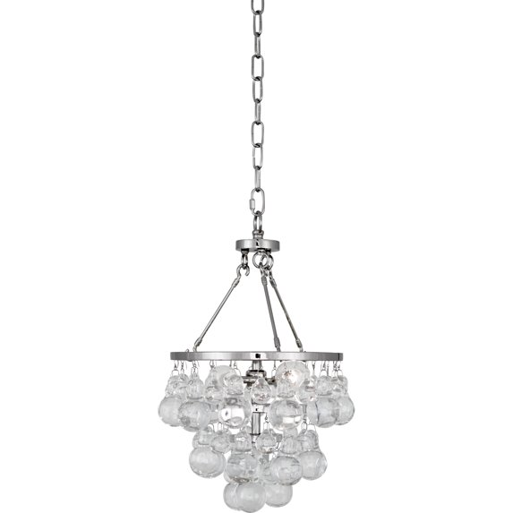 Elegant Polished Nickel Pendant Light with Clear Glass Drops - 14.75 Height, E12 Socket, UL Listed for Indoor Use