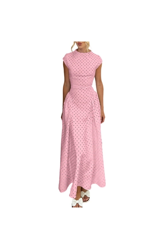 Elegant Polka Dot Women's Fitted Dress, Autumn Fashion Holiday, Stylish Ladies' Clothing for Special Occasions