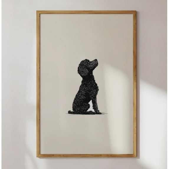Elegant Poodle Silhouette Print - Minimalist Dog Wall Art, Modern Pet Portrait, Black And White Animal Art For Dog Lovers Wall Art, Modern Wall Decor, 16x24 UNFRAMED