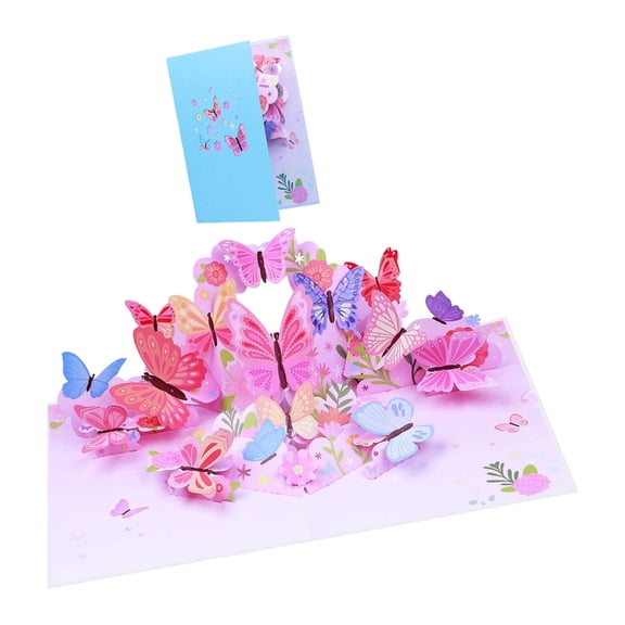 Elegant Popup Greeting Card with Pink Butterfly Designs Ample Writing Space Invitation Card with Envelope