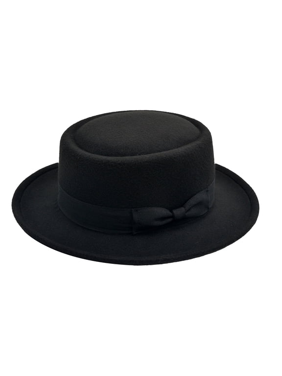 Elegant Pork Pie Hat with Braided Ribbon Wide Brimmed Western Hat for Church Casual Wear Unisex Hat