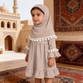 thumbnail image 1 of Elegant Prayer Dress Set For Baby Girls Long Sleeve Outfit With Hijab, 1 of 7