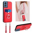 thumbnail image 1 of Elegant Premium PU Leather Wallet Case for Motorola Moto G Play 4G 2024, with Shoulder Strap Ring Kickstand Flip with 2 Card Slots Anti-Scratch Phone Cover for Motorola Moto G Play 4G 2024, Red, 1 of 8