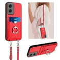 thumbnail image 1 of Elegant Premium PU Leather Wallet Case for Motorola Moto G Stylus 5G 2024, with Shoulder Strap Ring Kickstand Flip with 2 Card Slots Anti-Scratch Cover for Motorola Moto G Stylus 5G 2024, Red, 1 of 8