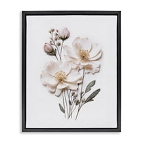 Elegant Pressed Flowers Black Framed Floater Canvas Wall Art, design by Lettered and Lined