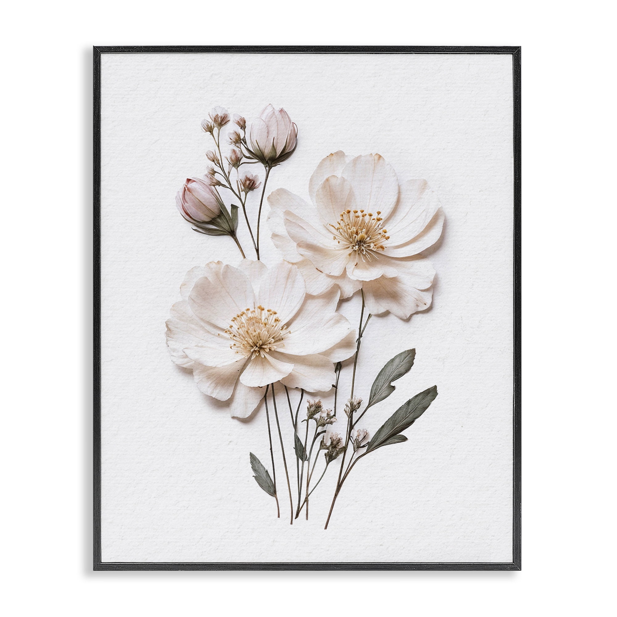 Elegant Pressed Flowers Black Framed Giclee Art, design by Lettered and Lined