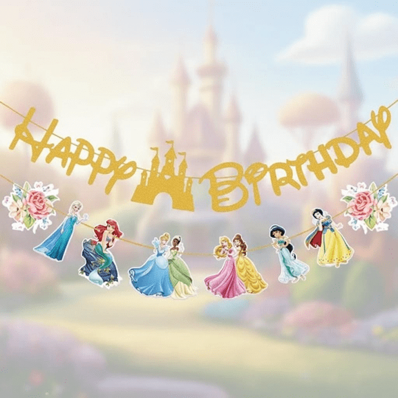 Elegant Princess Birthday Banner for Girls, Perfect Party Decorations for Kids Birthday Celebrations and Baby Shower Events