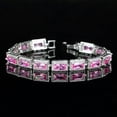 thumbnail image 1 of Elegant Princess Cut Cubic Zirconia Red Stone Bracelet Bangle for Brides Wedding, 1 of 8