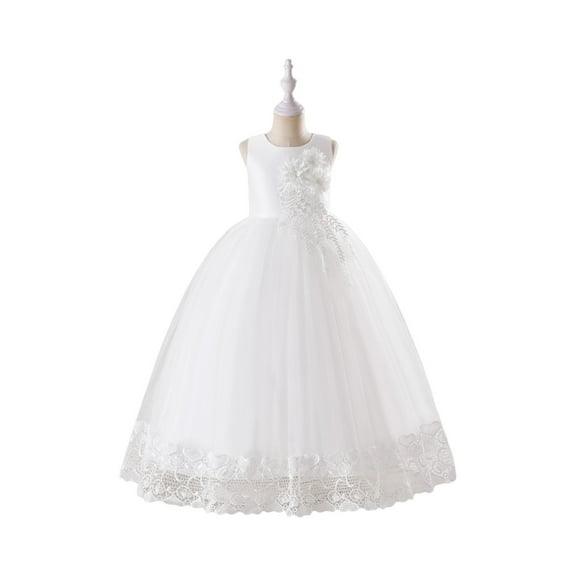 Elegant Princess Girl Dress Long Tulle Gown Flower Girls Evening Gown Dress