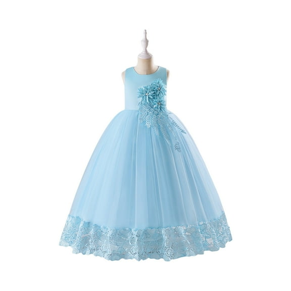 Elegant Princess Girl Dress Long Tulle Gown Flower Girls Evening Gown Dress