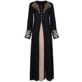 thumbnail image 1 of Elegant Printed Dresses Abayas Robe Patchwork with Button for Womens, 1 of 12