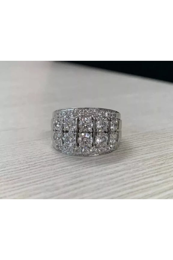 Elegant Propose Band Ring For Him 2.00Ct Round Cut Lab Created VVS1/D Diamond 14K White Gold Plated Silver