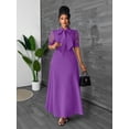 thumbnail image 1 of Elegant Purple A-Line Maxi Dress With Sheer Puff Sleeves And Bow Neck For Spring Summer Autumn, 1 of 7
