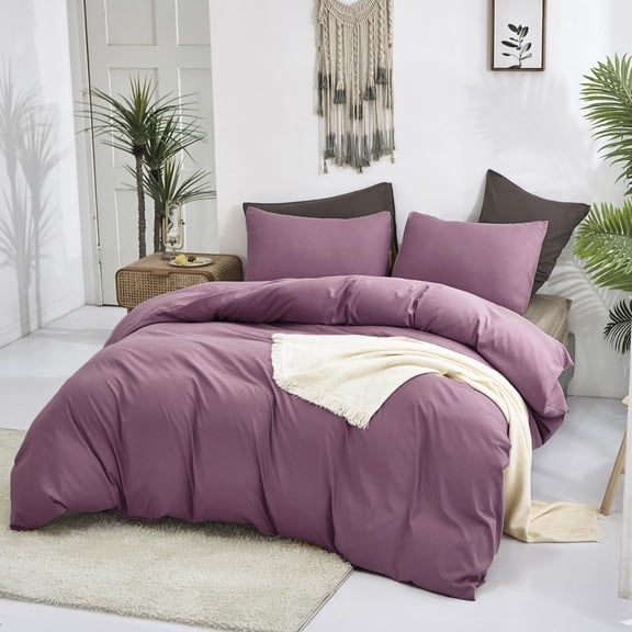 Elegant Purple Bedding Set Cal King Pale Mauve Quilt Blanket 3 Piece Microfiber Filling Lightweight Comforter for All Seasons, purple
