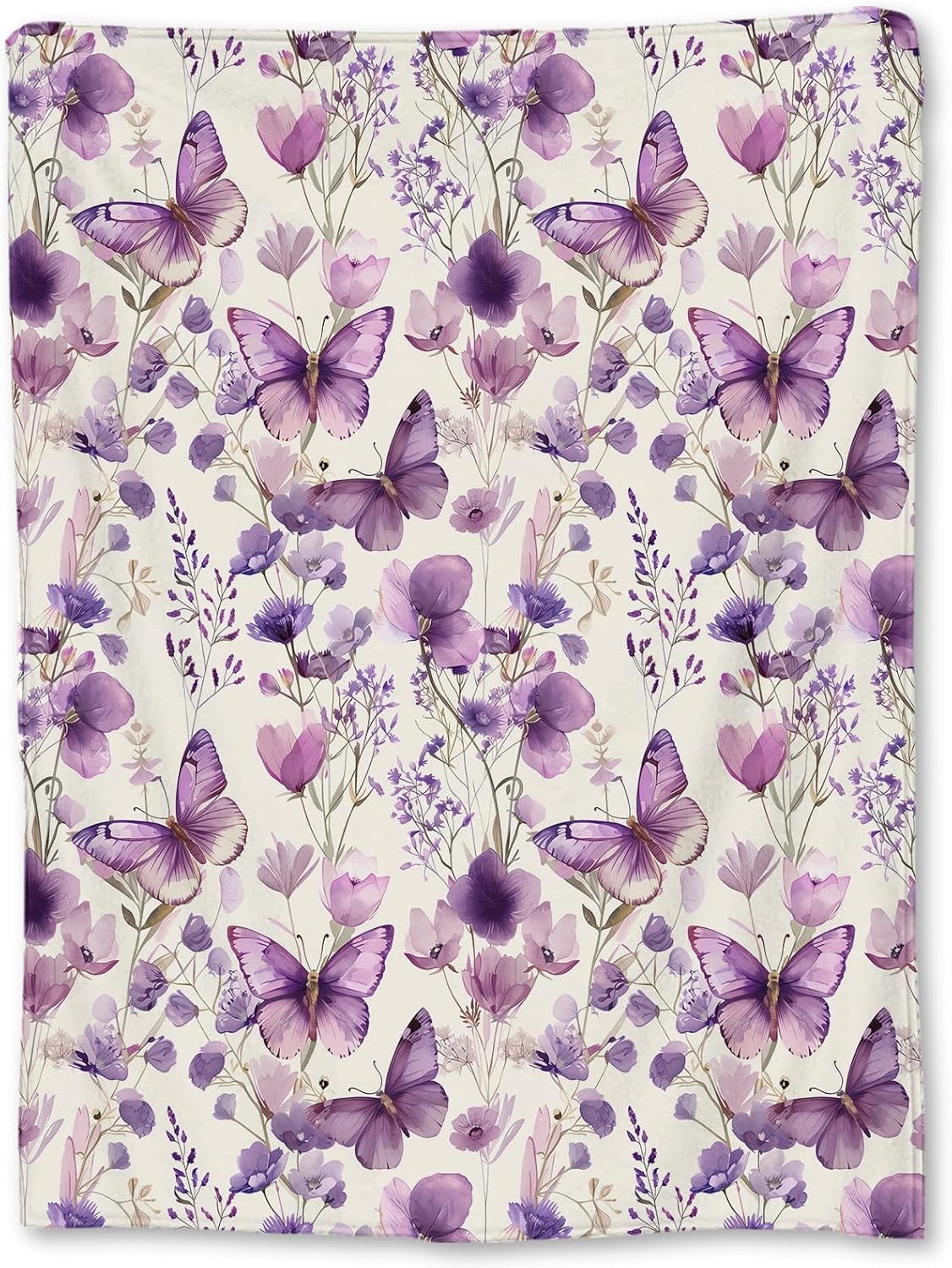 Purple Butterfly Pattern Print Throw Blanket