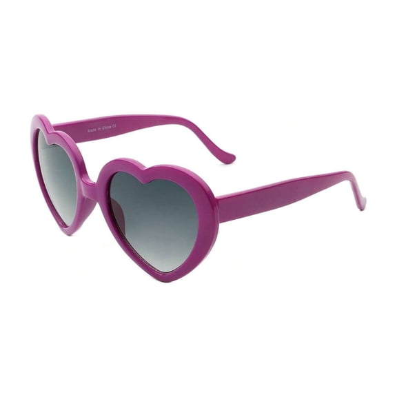 Elegant Purple Frame Heart Shaped Sunglasses - Purple Lens UV Protection Stylish Casual Eyewear
