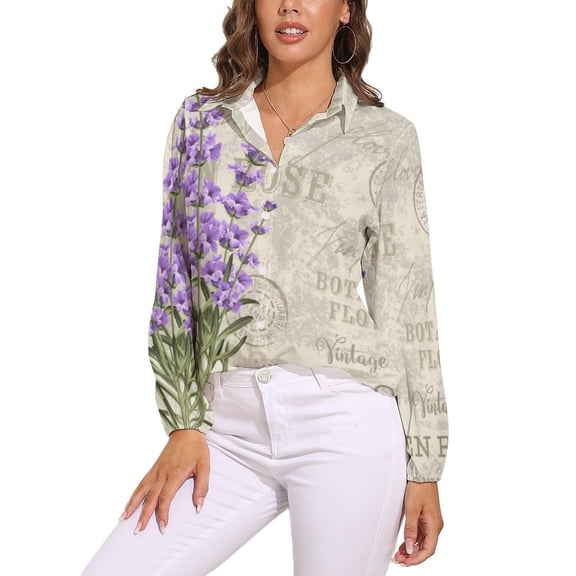 Elegant Purple Lavender Long Sleeve Blouse Woman Streetwear Casual Shirts Summer Oversize Woman Streetwear Clothing Birthday Present