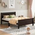 Elegant Queen Size Espresso Wood Platform Bed with Sturdy Headboard and