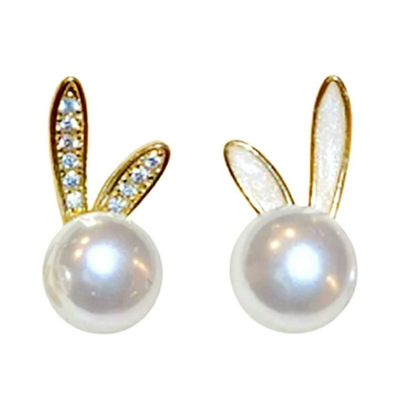 Elegant Rabbit Imitation Pearls Studs Earrings For Women Spring Festival Jewelry Gift Handmade Easter Accessory