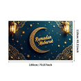 thumbnail image 1 of Elegant Ramadan Mubarak Lanterns Background Blue Crescent Stars Banner Decorations Photography Backdrop Islamic Celebration Party Supplies Religious Event, 1 of 6
