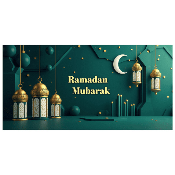 Elegant Ramadan Mubarak Lanterns and Crescent Stars Festive Banner Ramadan Decor Event Photo Booth Backdrop Celebration Eid Party Supplies