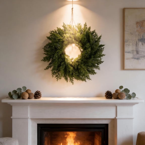 Elegant Boxwood Wreath for Classic Front Door and Home Décor Realistic Greenery Accessory for Year-Round Display and Wall