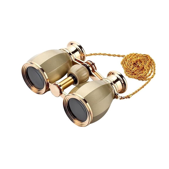 Elegant Red Opera Glasses Binoculars with Gold Chain Compact 3X Magnification for Theater, Concerts, and Events
